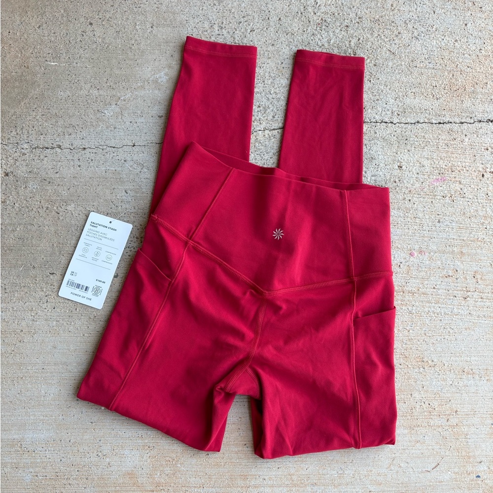 Athleta Women's Salutation Stash Tight Bold Red Leggings